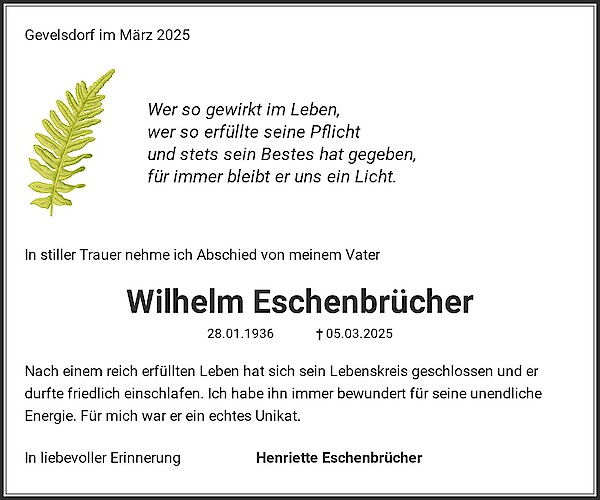 Obituary Wilhelm Eschenbrücher