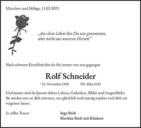 Obituary Rolf Schneider