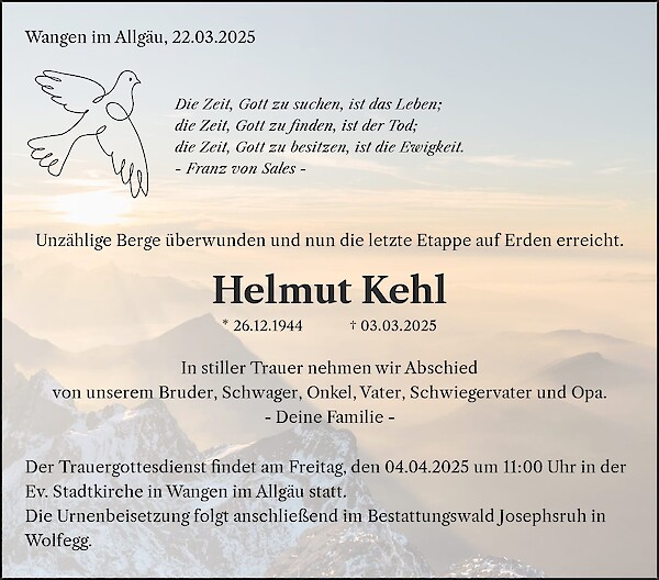Obituary Helmut Kehl