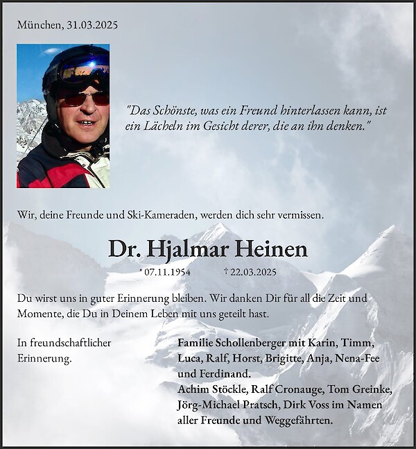 Obituary Dr. Hjalmar Heinen, München
