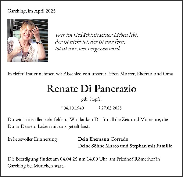 Obituary Renate Di Pancrazio