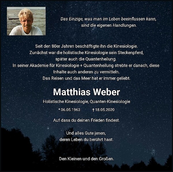 Obituary Matthias Weber, Oldenburg