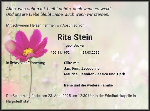 Obituary Rita Stein