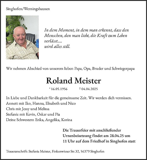 Obituary Roland Meister