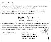 Obituary Bernd Stutz