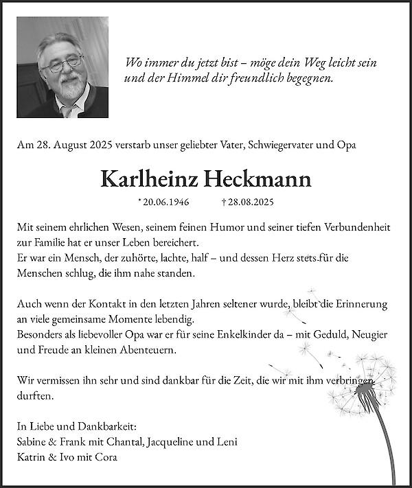 Obituary of Karlheinz Heckmann