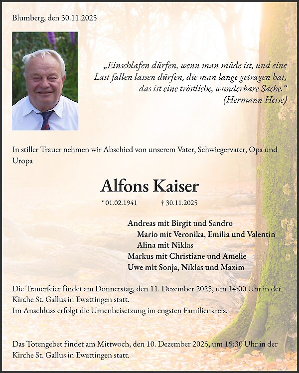 Obituary of Alfons Kaiser
