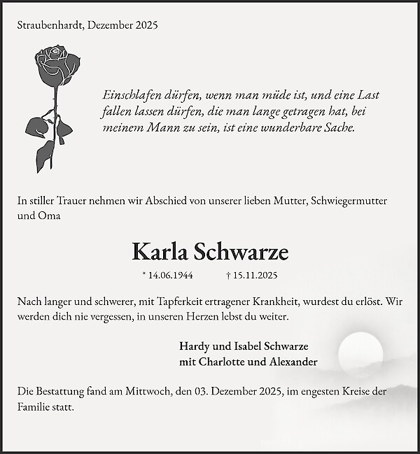 Obituary of Karla Schwarze