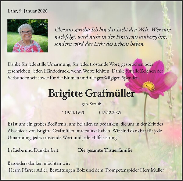 Note of Thanks of Brigitte Grafmüller