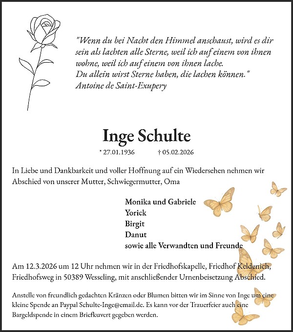 Obituary of Inge Schulte, Dortmund