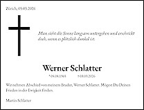 Traueranzeige Werner Schlatter