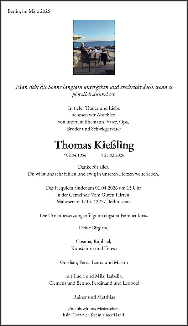 Obituary of Thomas Kie&szlig;ling