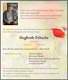 Traueranzeige Sieglinde Fritsche