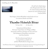 Traueranzeige Theodor Heinrich Bitzer