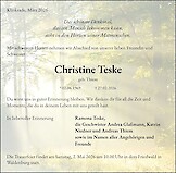 Traueranzeige Christine Teske