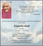 Traueranzeige Elisabetha Gan&szlig;