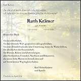 Traueranzeige Ruth Kr&auml;mer, Windeck