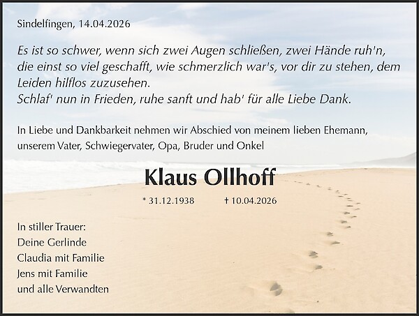 Traueranzeige von Klaus Ollhoff