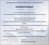 Traueranzeige Gerhard Walzer, Kenzingen