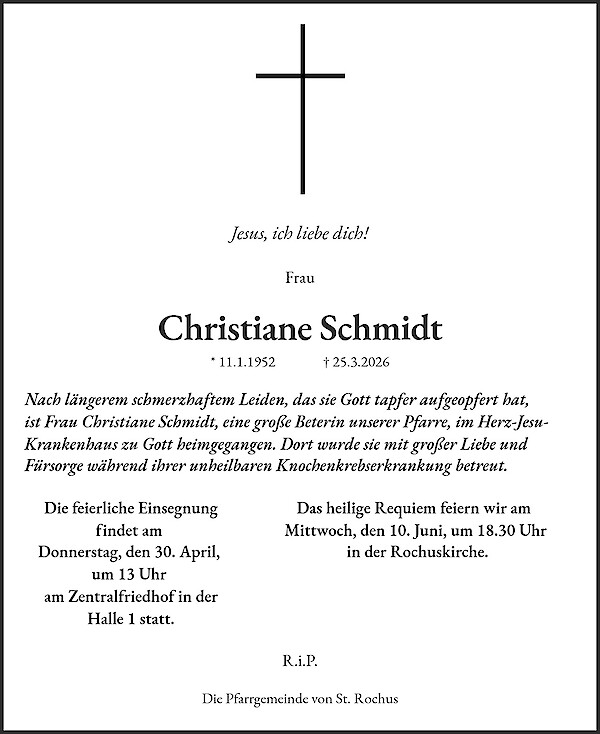 Traueranzeige von Christiane Schmidt