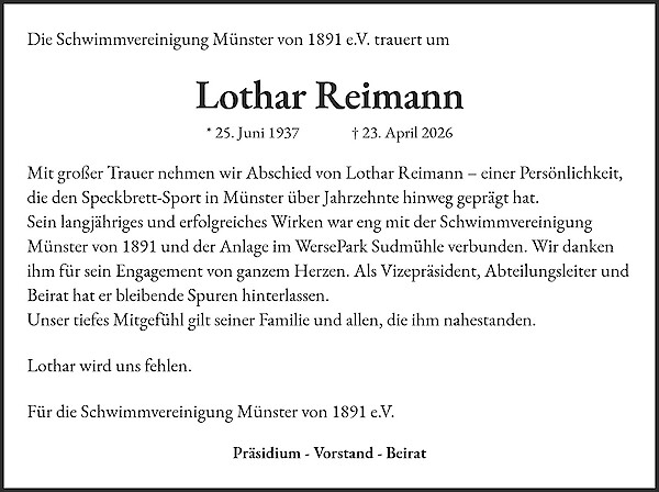 Traueranzeige von Lothar Reimann