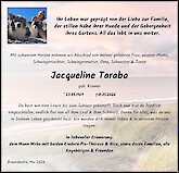 Traueranzeige Jacqueline Taraba
