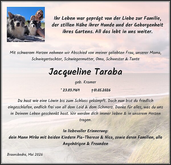 Traueranzeige von Jacqueline Taraba