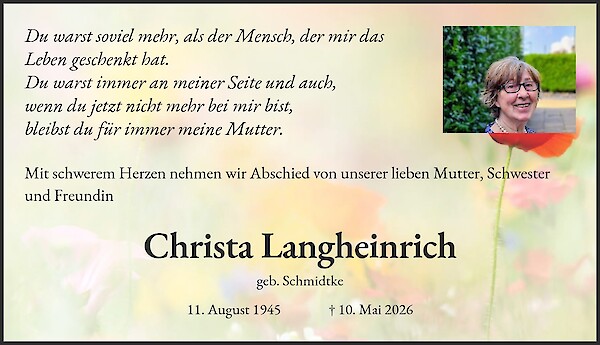 Traueranzeige von Christa Langheinrich