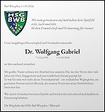Traueranzeige Dr. Wolfgang Gabriel