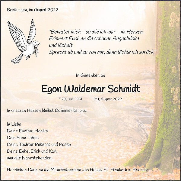 Obituary Egon Waldemar Schmidt, Breitungen