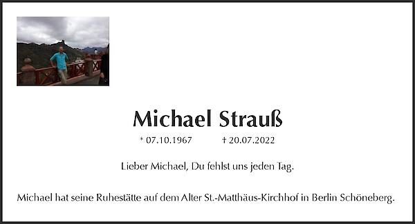 Obituary Michael Strauß, Berlin
