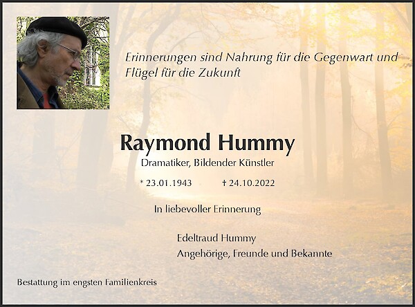 Obituary Raymond Hummy, München