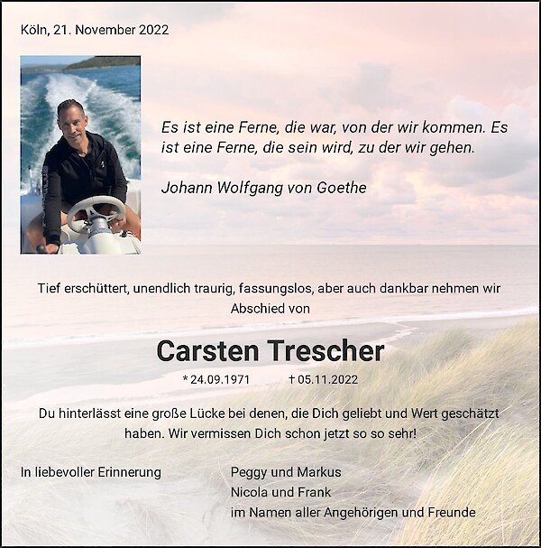 Obituary Carsten Trescher, Köln