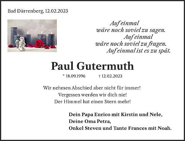 Obituary Paul Gutermuth, Bad Dürrenberg