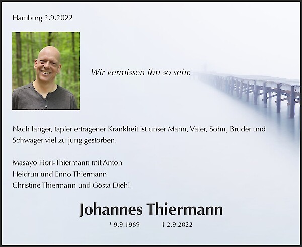 Obituary Johannes Thiermann, Hamburg