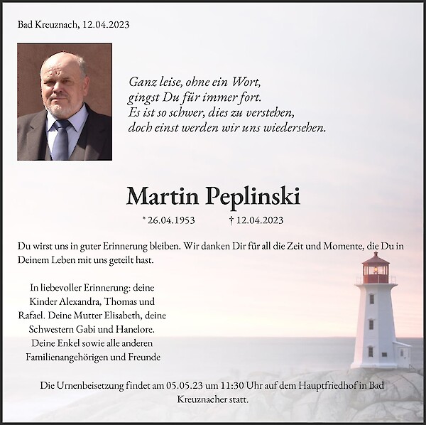 Obituary Martin Peplinski, Bad Kreuznach